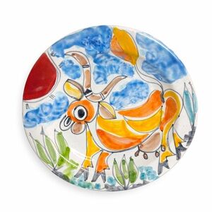 Vintage DeSimone Italy Hand Painted Goat Plate Italian Art Pottery Mid Century